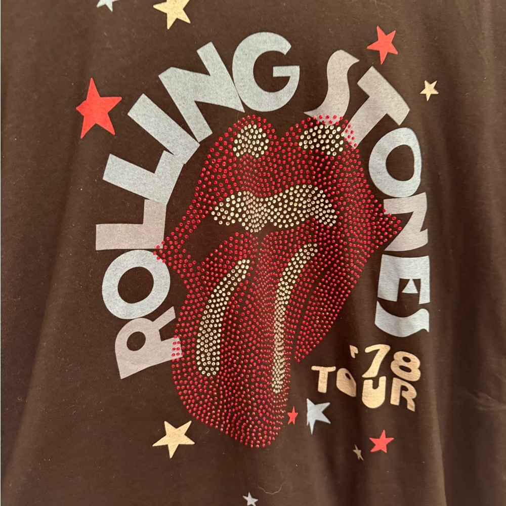 T-Shirt  Music  Glam Rock Rolling Stones Black Graphic Rhinestone. Glam and Edgy - Picture 16 of 16